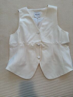 Madewell Cream V-Neck Tailored Vest